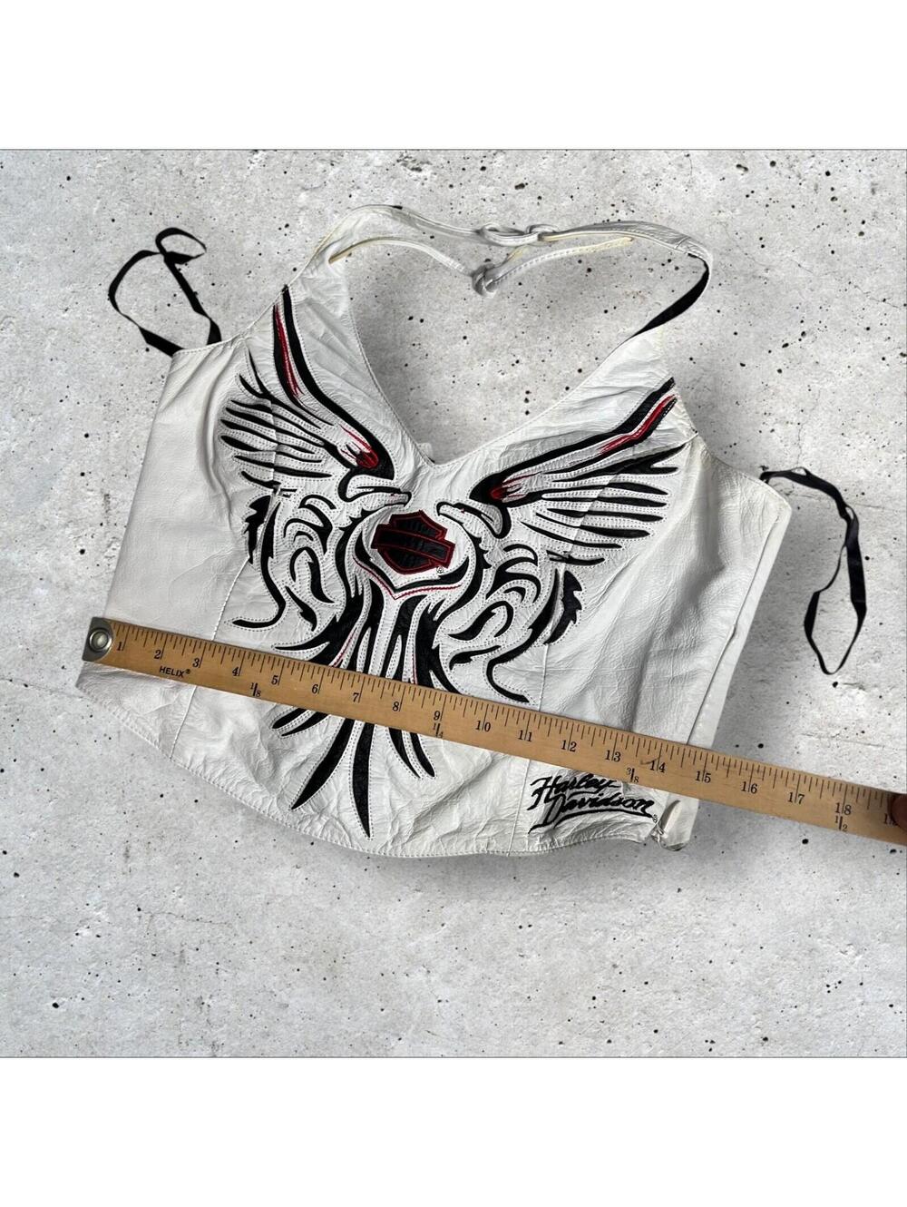 Vintage Harley Davidson Leather Corset Halter Top Size XS - Picture 6 of 9